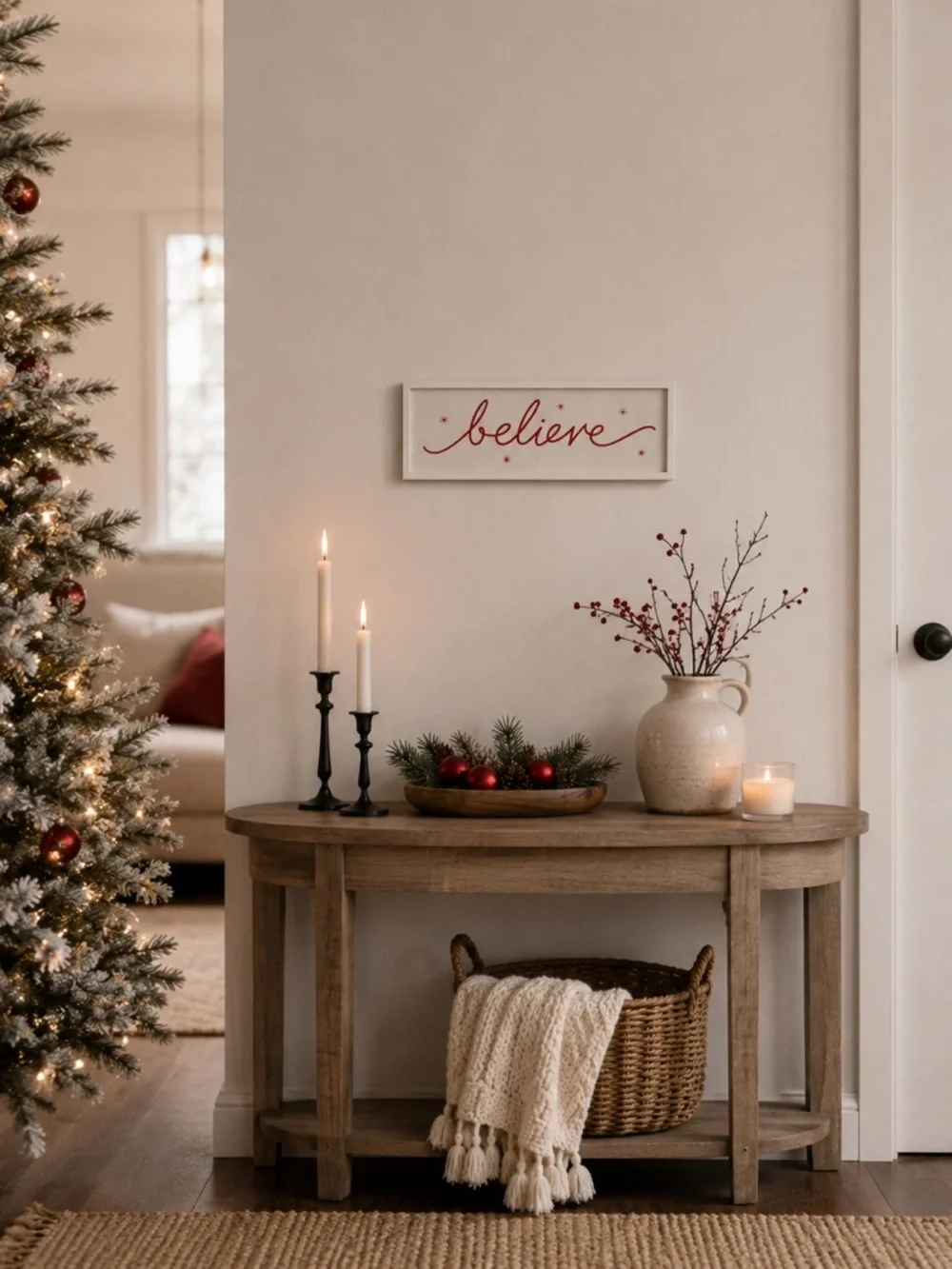 White and Red 'Believe' Christmas Wall Art